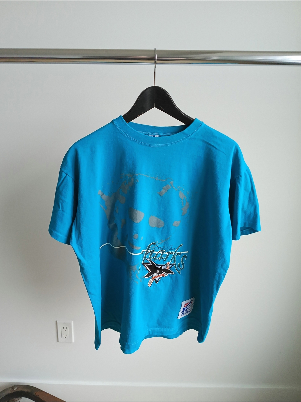 Vintage 90s San Jose Sharks Goalie Mask T-Shirt The Game Made in USA Large